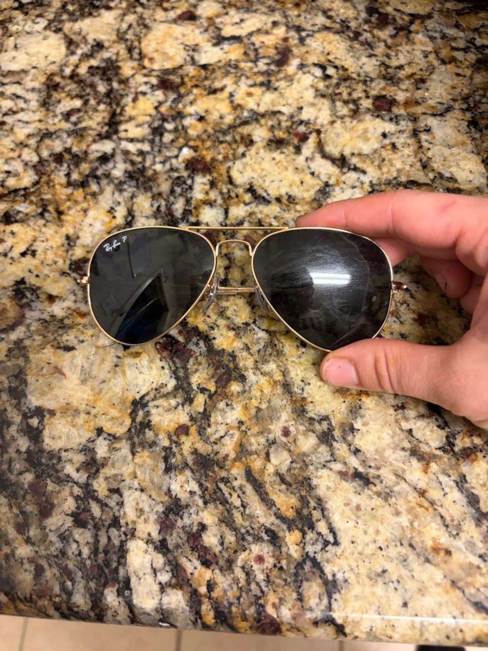 Ray-Ban Gold Frame Sunglasses with Dark Lenses